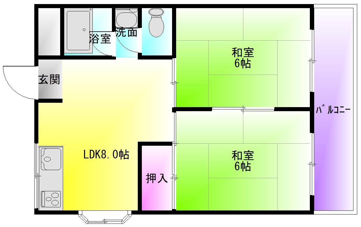 コンフォート青山(2LDK/2階)の間取り写真