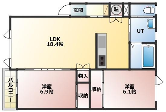 TOWN西23南1 CLOVER C(2LDK/2階)の間取り写真