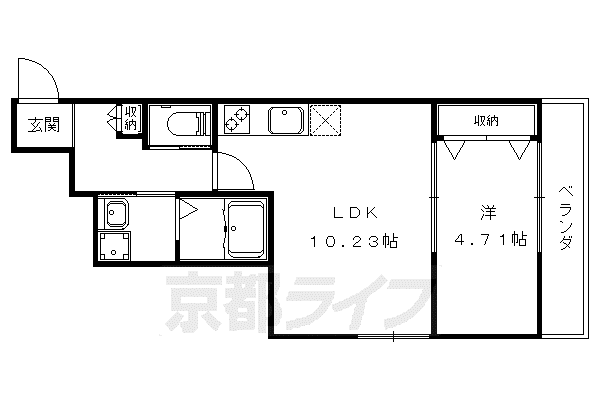 クオーレII納所(1LDK/3階)の間取り写真