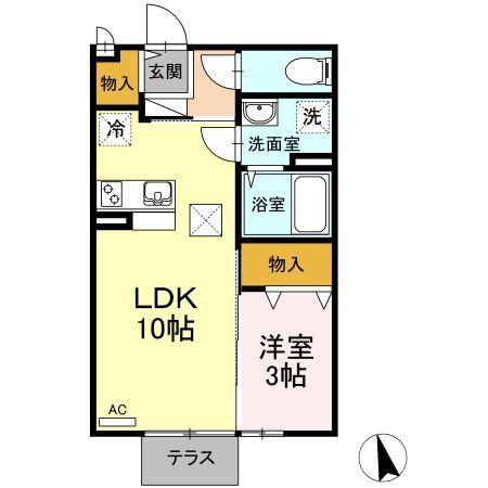 ヴィヴレ(1LDK/1階)の間取り写真