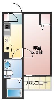 ルガールフェリス三郷(1K/1階)の間取り写真
