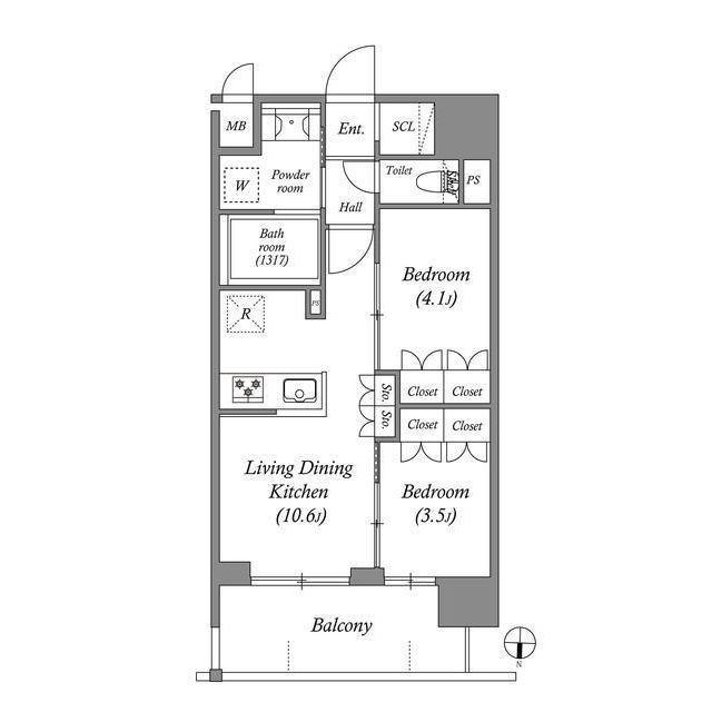 ACP RESIDENCE三ノ輪(2LDK/2階)の間取り写真