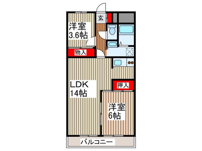 エステート伊田(2LDK/1階)の間取り写真