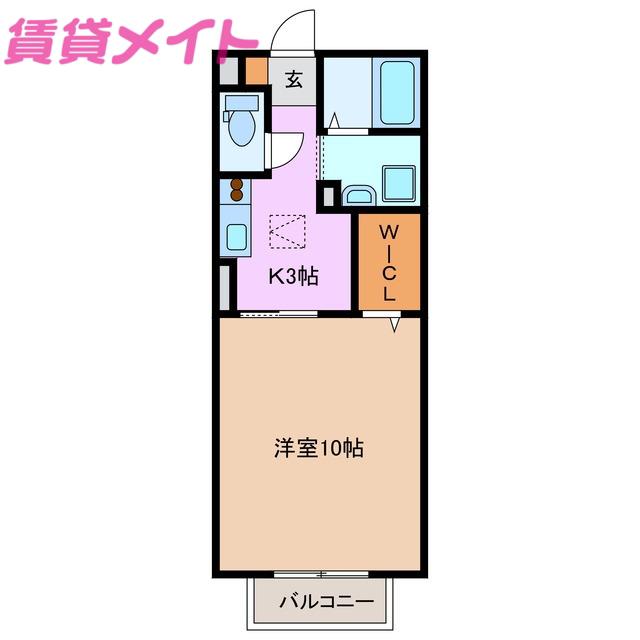 大和の里IV(1K/1階)の間取り写真