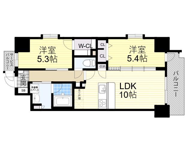スプランディッド都島(2LDK/5階)の間取り写真