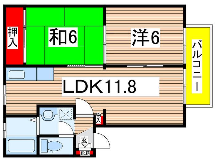 ハピネスK(2LDK/2階)の間取り写真