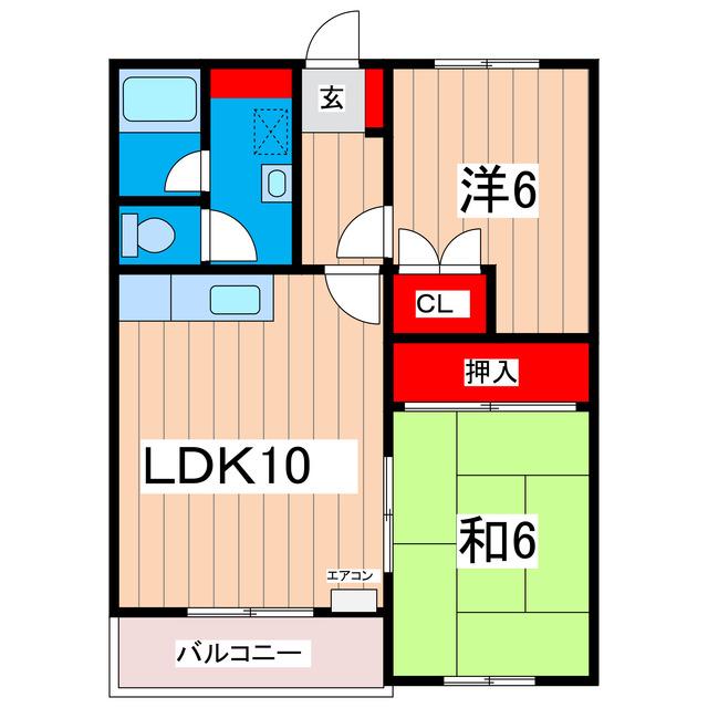 フラット大沼(2LDK/1階)の間取り写真
