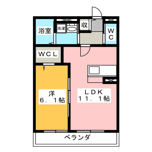 フェリーチェII(1LDK/2階)の間取り写真