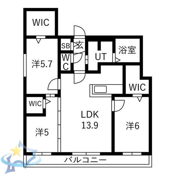 ALIVIS宮の森(3LDK/3階)の間取り写真