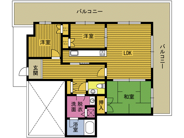エスバイエルマンション(3LDK/9階)の間取り写真