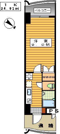 ロイヤル日赤通(1K/14階)の間取り写真