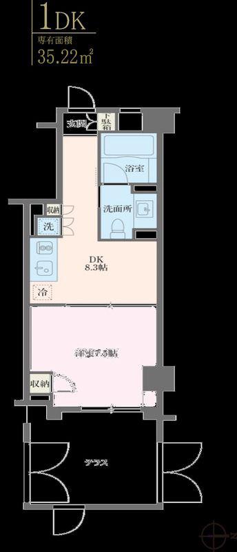 MFPRコート麻布十番(1DK/1階)の間取り写真