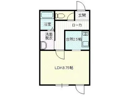 レジデンスCHU2(1K/2階)の間取り写真