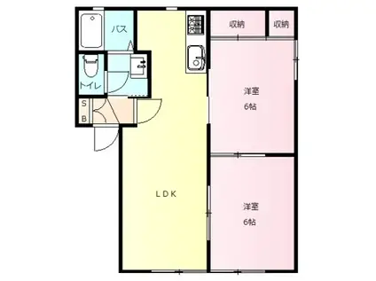マーブル B(2LDK/2階)の間取り写真