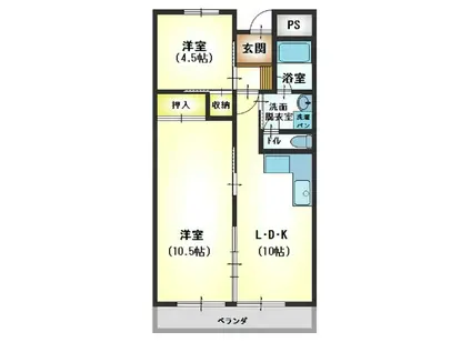 サウスウィンド(2LDK/3階)の間取り写真