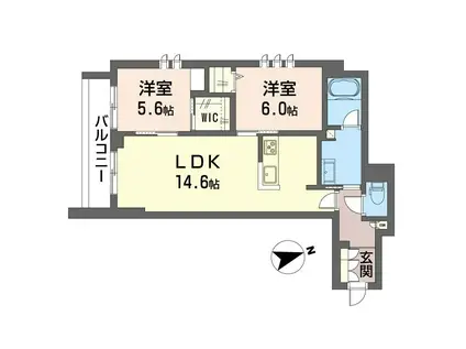 メルヴェイユ(2LDK/2階)の間取り写真