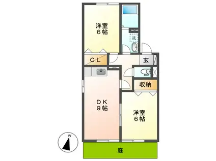 ECO-レジデンスC(2DK/1階)の間取り写真
