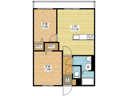 MODERN PALAZZO 文教(2LDK/2階)の間取り写真