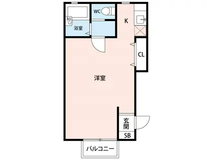 私の家II(ワンルーム/2階)の間取り写真