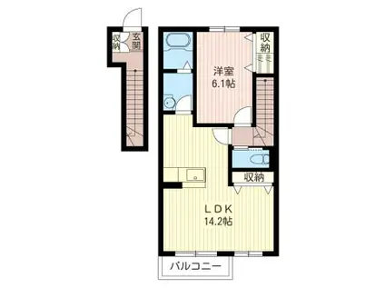 スパローハウス参番舘C(1LDK/2階)の間取り写真