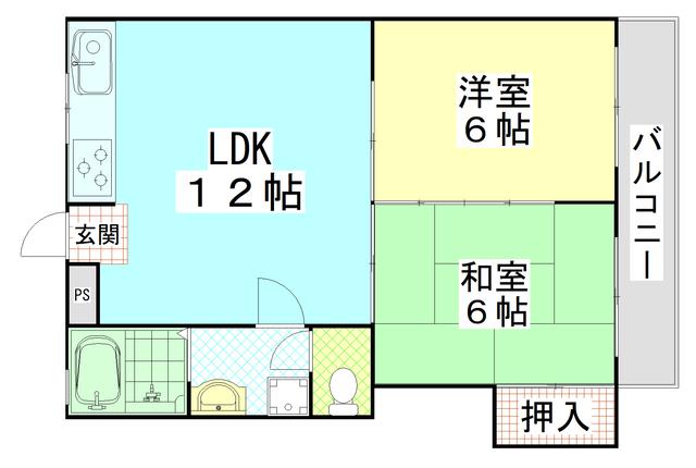 ニュータウン中田(2LDK/2階)の間取り写真