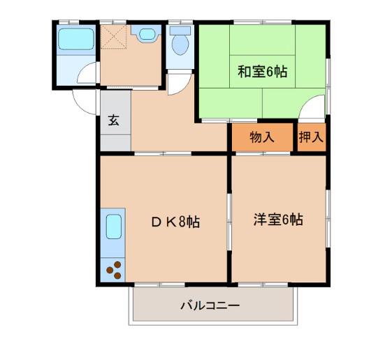 コーポラス関本(2DK/2階)の間取り写真