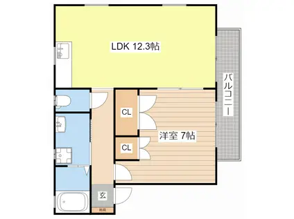 湯田ハイツ(1LDK/2階)の間取り写真