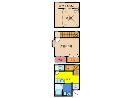 フェリオ千早(1K/1階)の間取り写真