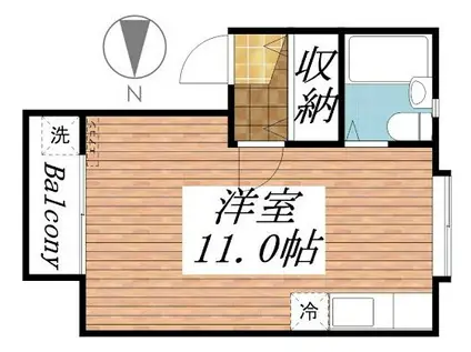 コスモ栄谷 210号(ワンルーム/2階)の間取り写真