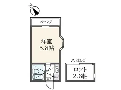 アルテリーベ山手(ワンルーム/2階)の間取り写真