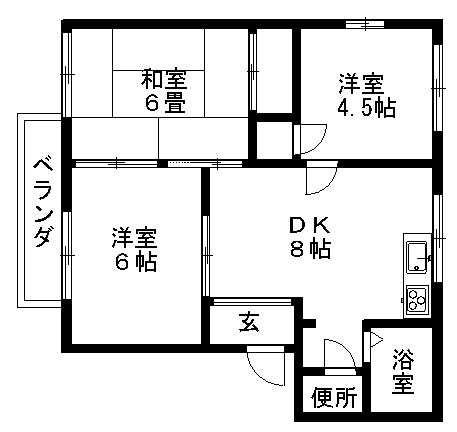 ハイツサンシャインA(3DK/2階)の間取り写真