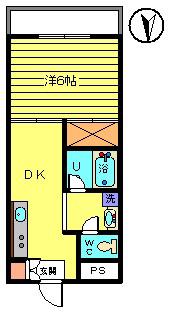 コースタルマンション(1DK/2階)の間取り写真