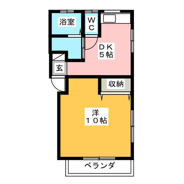 一杉ハイツ(1DK/2階)の間取り写真