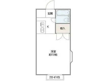 クロノス茅ヶ崎(ワンルーム/2階)の間取り写真