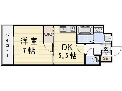 ウィングス片野II(1DK/14階)の間取り写真