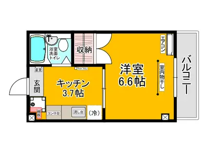 グリンヒルカワシマ(1K/2階)の間取り写真