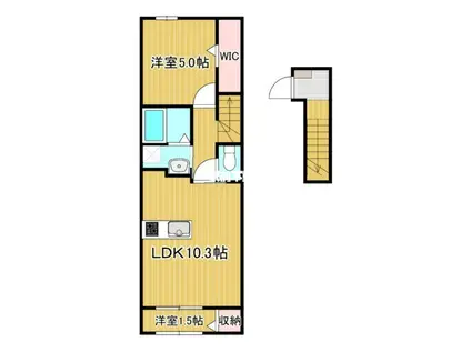 ROSA II(1LDK/2階)の間取り写真