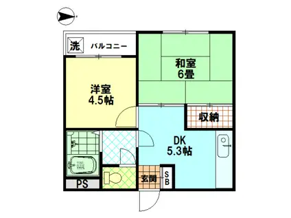 ベストベッツパートIII(2DK/2階)の間取り写真