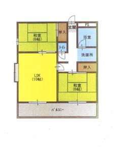 和興花影ハイツ(2LDK/4階)の間取り写真