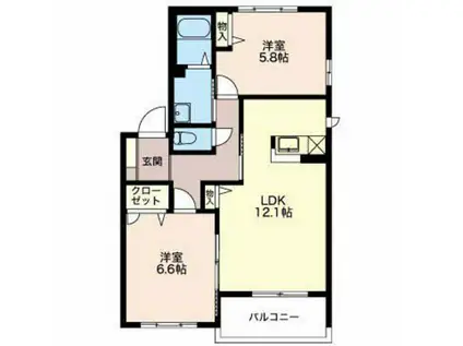 メゾン・エルピス A棟(2LDK/2階)の間取り写真