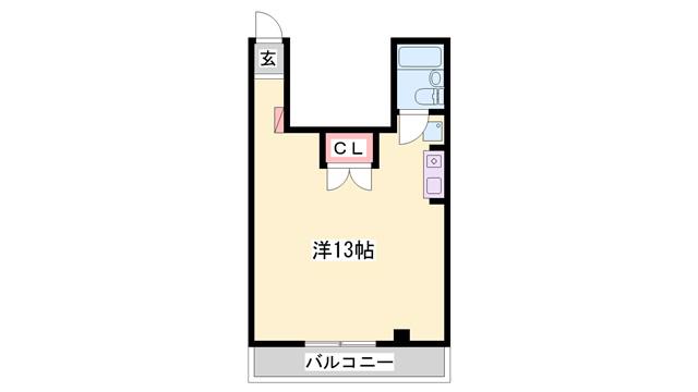 ハイツソレイユ(ワンルーム/2階)の間取り写真
