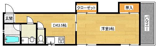 八木興産ビル(1DK/2階)の間取り写真