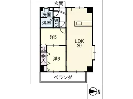 リベラール日永(2LDK/4階)の間取り写真