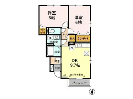 DH・サニーコート・泉台B(2LDK/1階)の間取り写真
