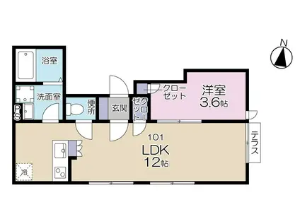 HALELEA 梅島(1LDK/1階)の間取り写真