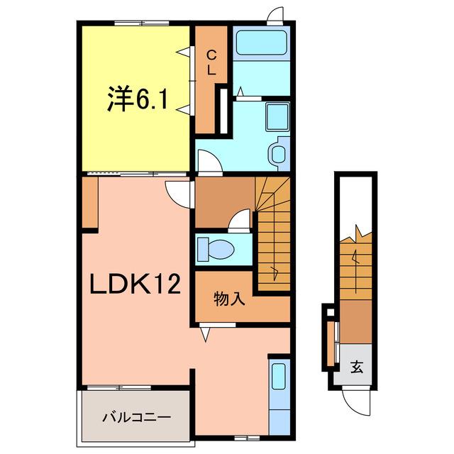 フォルティッシモB(1LDK/2階)の間取り写真