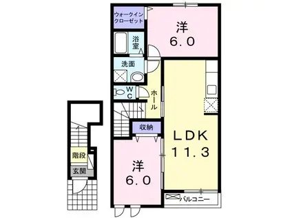ピコット(2LDK/2階)の間取り写真