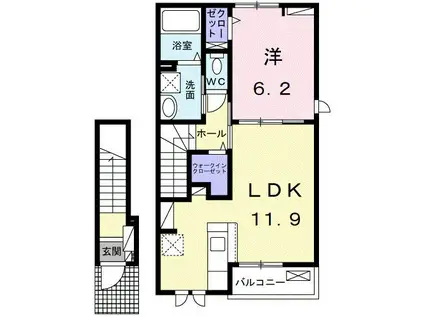 フルール・ド・リス I(1LDK/2階)の間取り写真