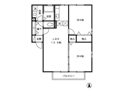 リーフレットエコーIII号館(2LDK/1階)の間取り写真