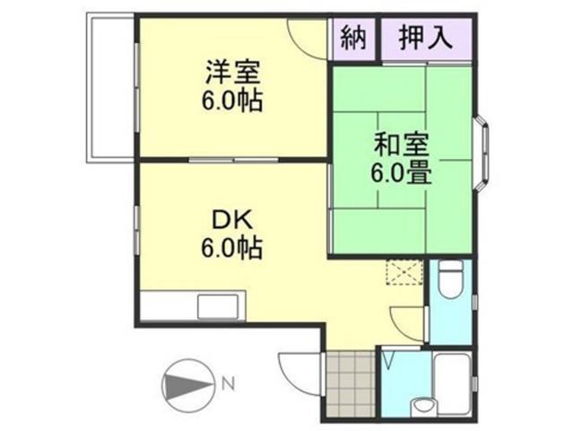 パークサイド酒津A棟(2DK/2階)の間取り写真